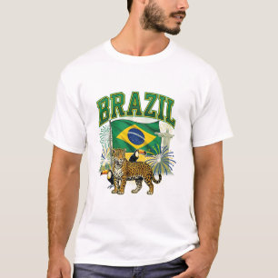 Brasilianische Flagge Patriotische Tierwelt-Feier T-Shirt