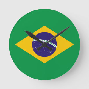 Brasilianische Flagge Runde Wanduhr