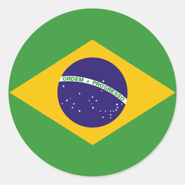 Brasilianische Flagge Runder Aufkleber (Vorderseite)