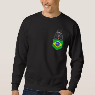 Brasilianische Flagge Schipperke Hund in Pocket Sweatshirt