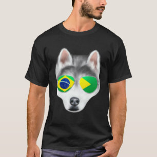 Brasilianische Flagge Sibirischer Husky Hund Brasi T-Shirt