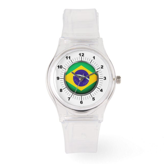 Brasilianische Flagge Sporty Pink Silicon Watch Armbanduhr (Vorderseite)
