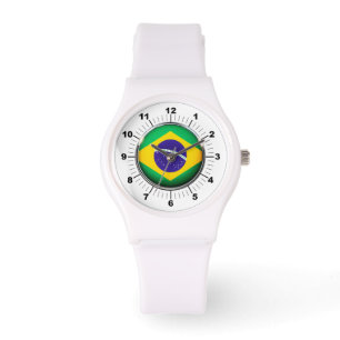 Brasilianische Flagge Sporty White Silicon Watch f Armbanduhr