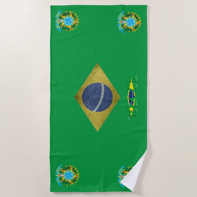 Brasilianische Flagge Strandtuch (Vorderseite)