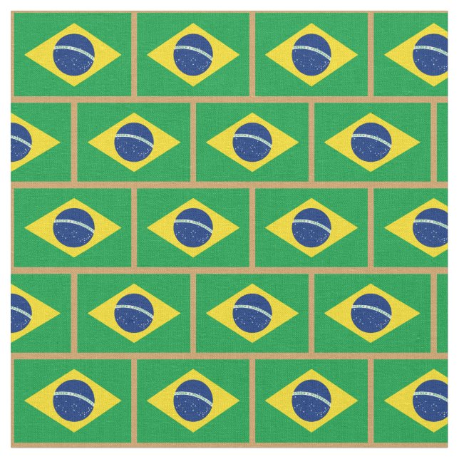 Brasilianische Flagge und brasilianische Modefabri Stoff (Nahaufnahme)
