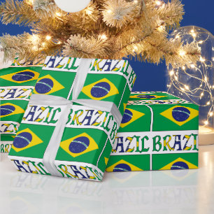 Brasilianische Flagge und brasilianisches Geplänke Geschenkpapier
