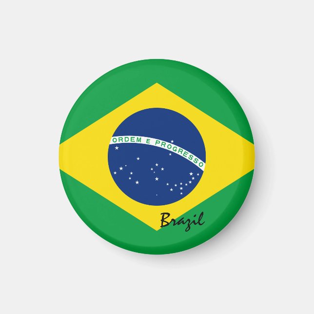 Brasilianische Flagge und Brasilien - Reise-/Sport Magnet (Vorne)