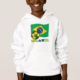 Brasilianische Flagge und Fußball Hoodie
