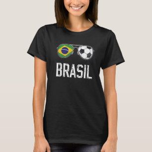 Brasilianische Flagge und Fußball-Sunglass Brasili T-Shirt
