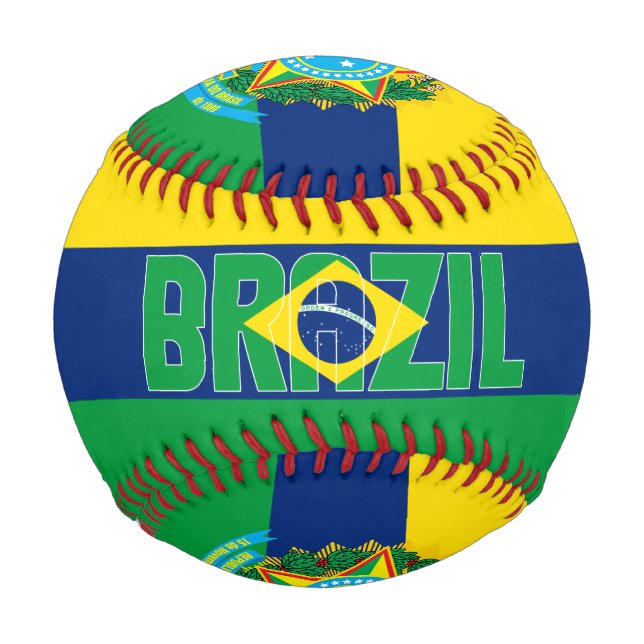 Brasilianische Flagge und Wappen Patriotisch Baseball (Vorderseite)