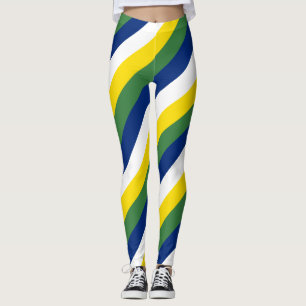 Brasilianische Flaggenfarben diagonal gestreift Leggings