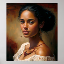 Brasilianische Frau Portrait Oil Painting Poster