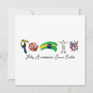Brasilianische Happy Birthday Card, Feliz Aniversá Dankeskarte