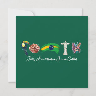 Brasilianische Happy Birthday Card, Feliz Aniversá Dankeskarte