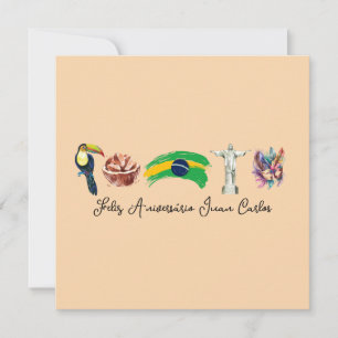 Brasilianische Happy Birthday Card, Feliz Aniversá Dankeskarte