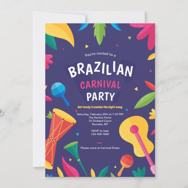 Brasilianische Karneval-Party Einladung (Vorderseite)