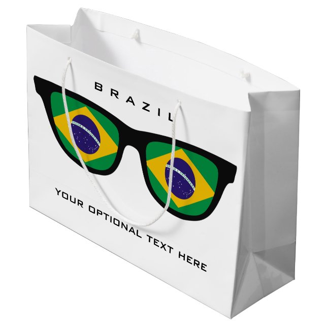 Brasilianische Shades-Tasche mit Sondertext und Fa Große Geschenktüte (Rückseite Schrägansicht)