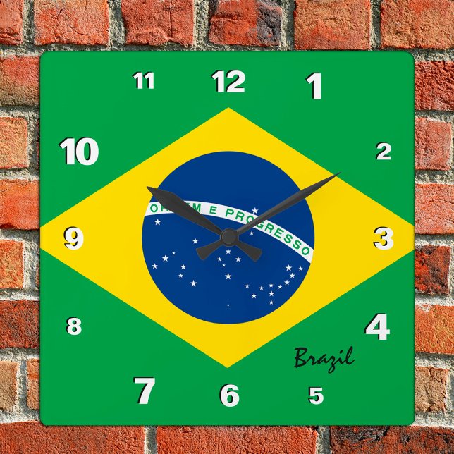 Brasilianische Uhr, patriotische Zuhause, brasilia Quadratische Wanduhr (Von Creator hochgeladen)