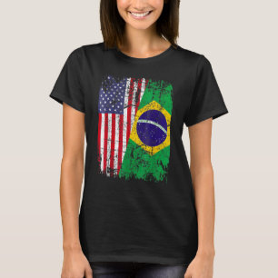 BRASILIANISCHE WURZELN Halbe amerikanische Flagge T-Shirt