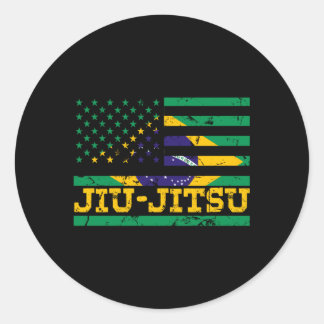 Brasilianischer Jiu Jitsu American Flag US Sports Runder Aufkleber