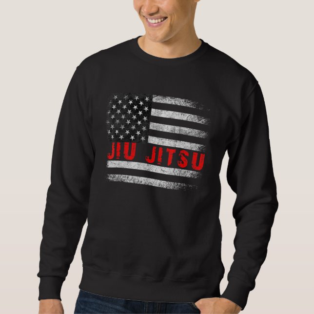 Brasilianischer Jiu Jitsu American Flag US Sports Sweatshirt (Vorderseite)