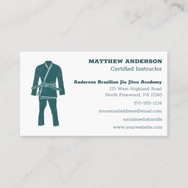 Brasilianischer Jiu Jitsu BJJ School Instructor Aq Visitenkarte (Vorderseite)