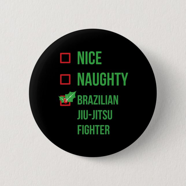 Brasilianischer Jiu-jitsu Fighter Funny Pajama Wei Button (Vorderseite)