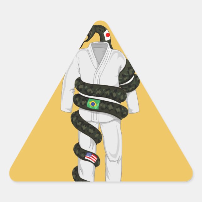 Brasilianischer Jiu Jitsu Snake Dreieckiger Aufkleber (Vorderseite)