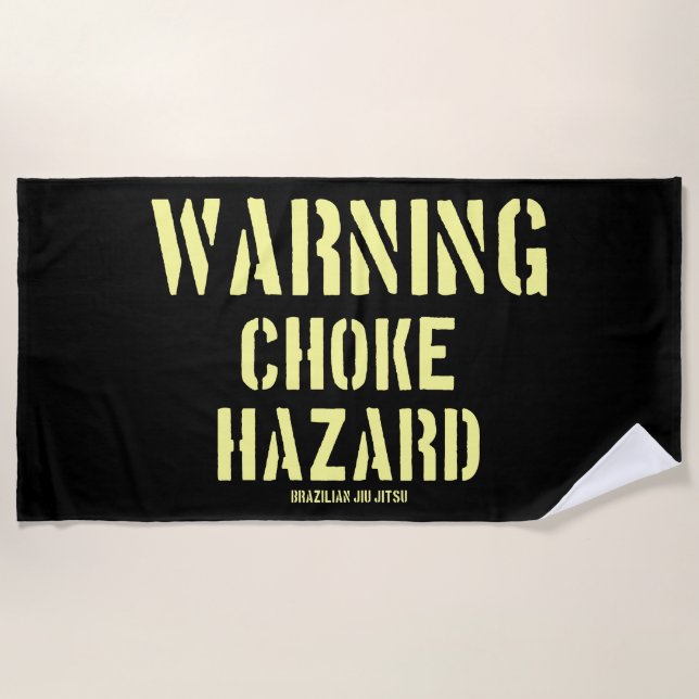 Brasilianischer Jiu Jitsu Warning Choke Hazard BJJ Strandtuch (Vorderseite)
