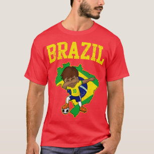 Brasilianischer Junge Brasilianische Flagge Karte T-Shirt