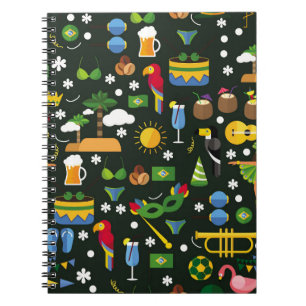 Brasilianischer Karneval, Vintage flache Textur. Notizblock