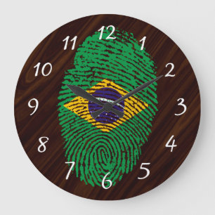 Brasilianischer Touch-Fingerabdruck-Flagge Große Wanduhr