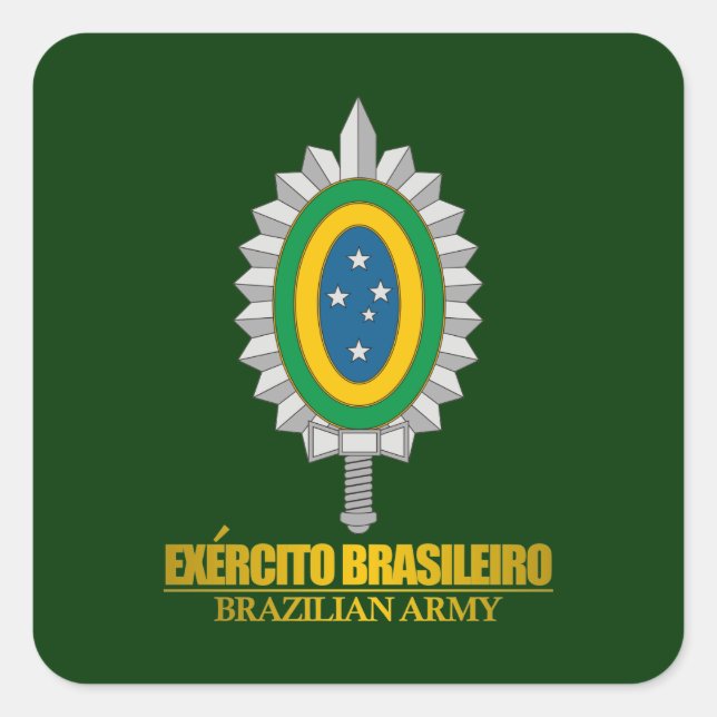 brasilianisches Armeemblem Quadratischer Aufkleber (Vorderseite)