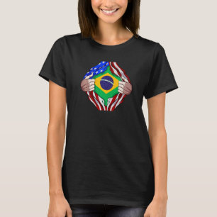Brasilianisches Erbe Brasilien Wurzeln USA-Flagge T-Shirt