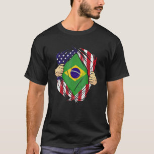 Brasilianisches Erbe Brasilien Wurzeln USA-Flagge T-Shirt