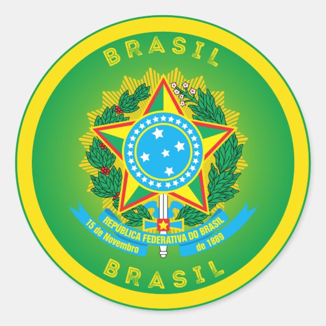 Brasilianisches Erbe-Emblem Runder Aufkleber (Vorderseite)