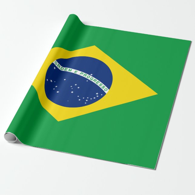 Brasilianisches Flag Wrapping Paper Geschenkpapier (Ungerollt)