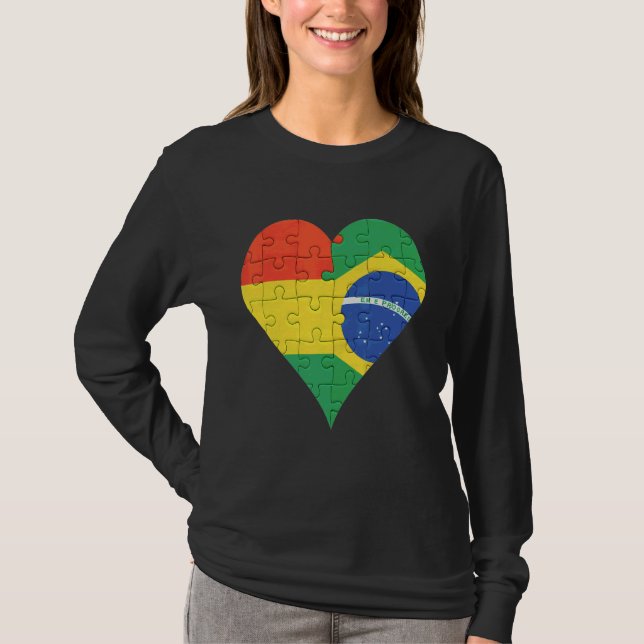 Brasilianisches Flaggenherz T-Shirt (Vorderseite)
