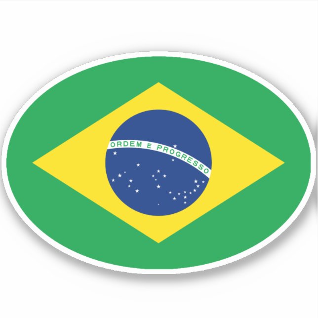 Brasilianisches Flaggenoval Aufkleber (Vorderseite)