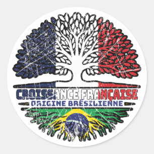 Brasilianisches Französisch-Französisch-Tree-Roots Runder Aufkleber