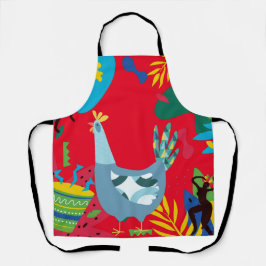 Brasilianisches Hühnergemälde auf All-Over-Print-S Schürze