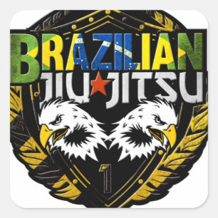 Brasilianisches Jiu Jitsu Emblem Quadratischer Aufkleber