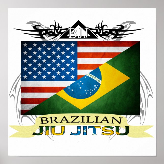 Brasilianisches Jiu JItsu Flag Fusion Poster (Vorne)