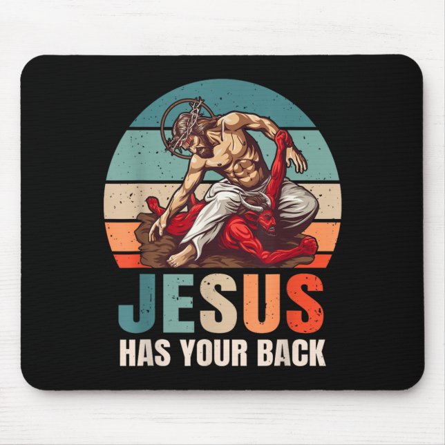 Brasilianisches Jiu Jitsu Jesus ist hinter dir Ret Mousepad (Vorne)