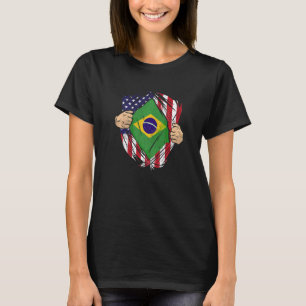 Brasilianisches Kulturerbe Brasilien Roots USA Fla T-Shirt