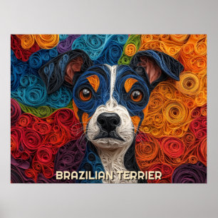 Brasilianisches Terrier Paper Quilling Art Dog Por Poster