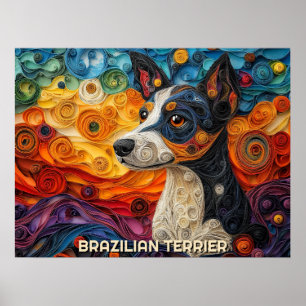 Brasilianisches Terrier Paper Quilling Art Dog Por Poster