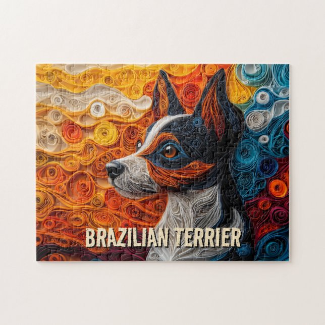 Brasilianisches Terrier Paper Quilling Art Dog Por Puzzle (Horizontal)