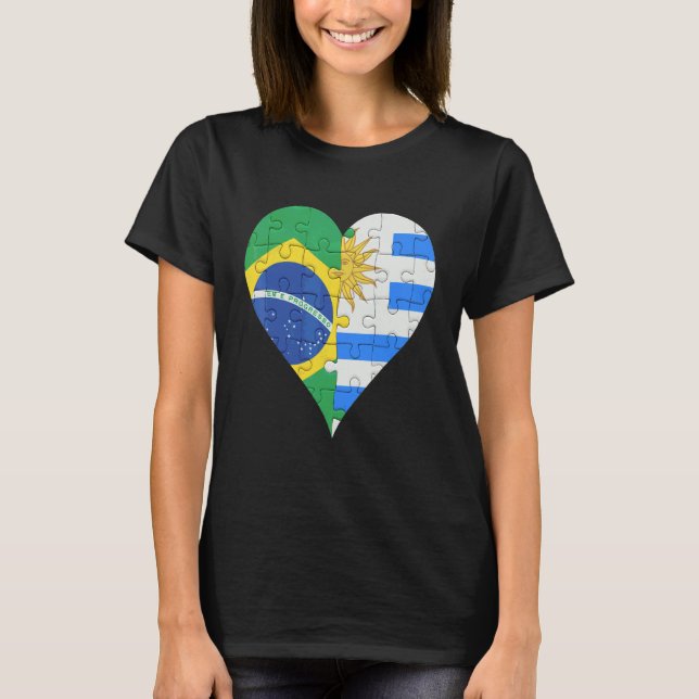 Brasilianisches uraguyan Flag Herz T-Shirt (Vorderseite)
