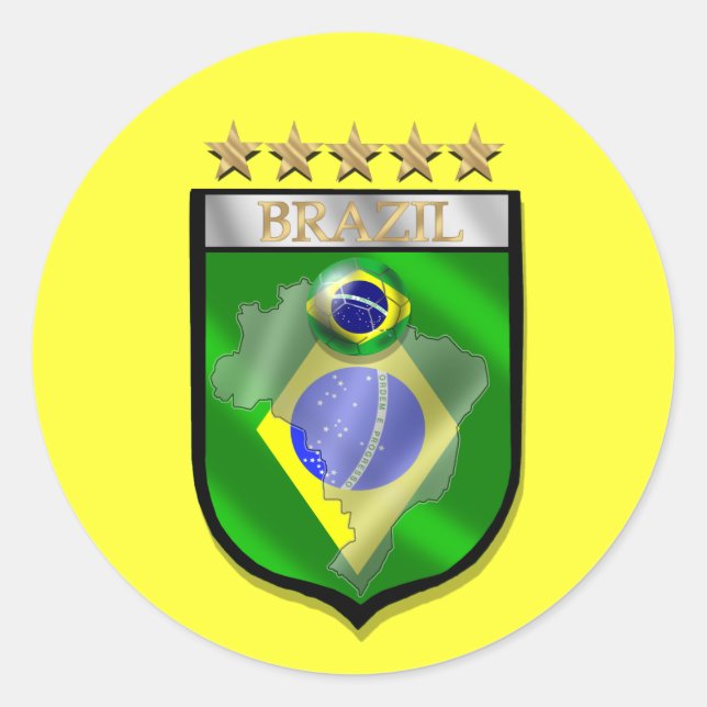 Brasilien 5 Sterne Abzeichen Fußball-Aufkleber Runder Aufkleber (Vorderseite)